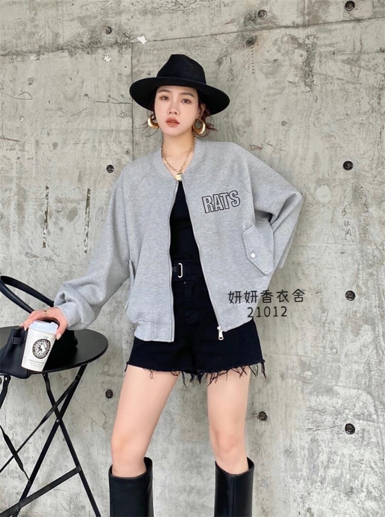 妍妍香衣舍21012韩版棒球服拉链外套女刺绣圆领开衫上衣,女装其它,香衣舍