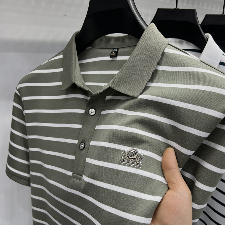 夏季新款男士短袖POLO杉高档轻商务翻领百搭中年爸爸装图片