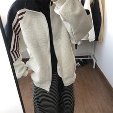 抖音得物高品质重磅26春装美式高街重磅织带拼接撞色立领卫衣外潮，男装卫衣，电商A443