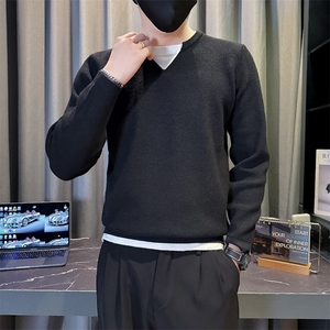B216 MY5158  P60 2025秋冬装假两件设计男士毛衣针织衫 社会风图片
