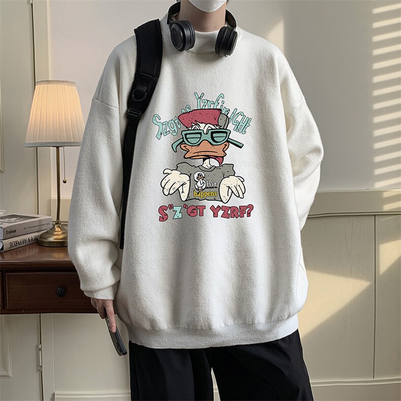 半高领毛衣男大码胖子针织衫毛线衣M18380-P45加绒款-P65，男装针织衫/毛衣，电商A040