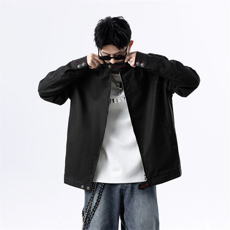 春季新款港风美式提花刺绣痞帅立领夹克男XZ213-JK1000-P88控118,男装夹克,星座213