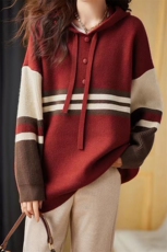 欧货~加厚宽松大码洋气减龄连帽套头衫打底衫内搭毛衣，女装卫衣/绒衫，萱芳婷羊绒