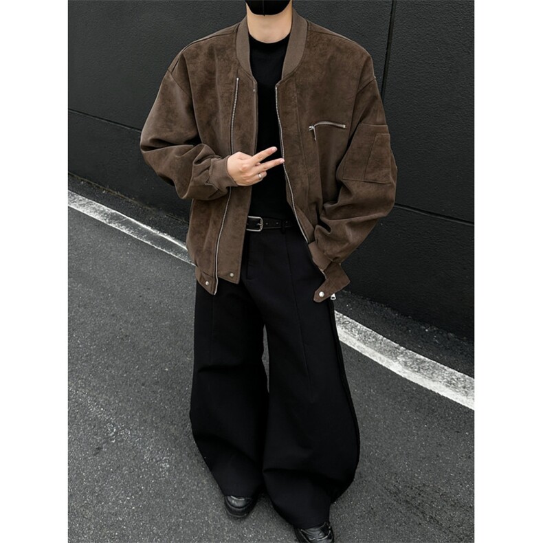 美式棒球服男秋高街痞帅扎染皮夹克设计感短款工装外套潮,男装夹克,星座410-6（原星座1304-1）