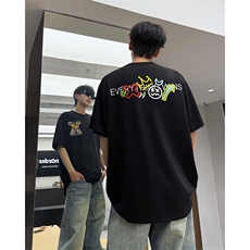 市场高端立体牙刷绣潮牌设计感冰丝短袖韩式潮流T恤半袖P55，男装T恤，电商B319