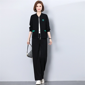 中年妈妈春装外套中老年休闲运动服套装女春秋气质大码上衣两件套图片
