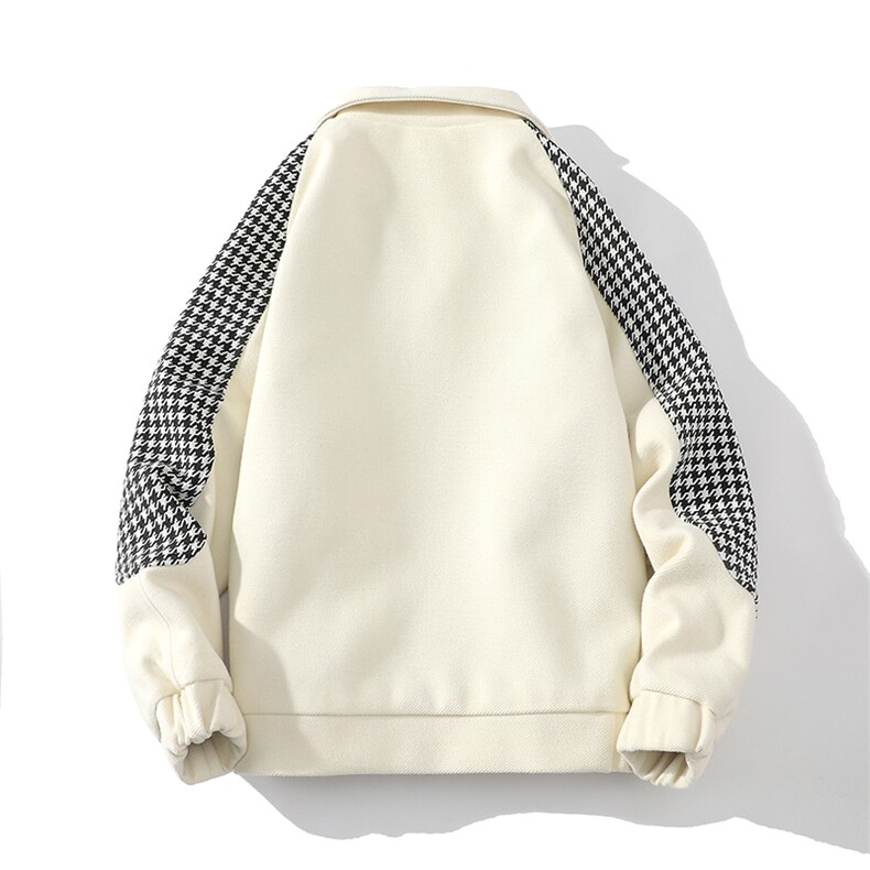 秋冬毛呢夹克男外套男小香风棒球服男加厚G500-P105加绒P125白底C,男装夹克,星座401