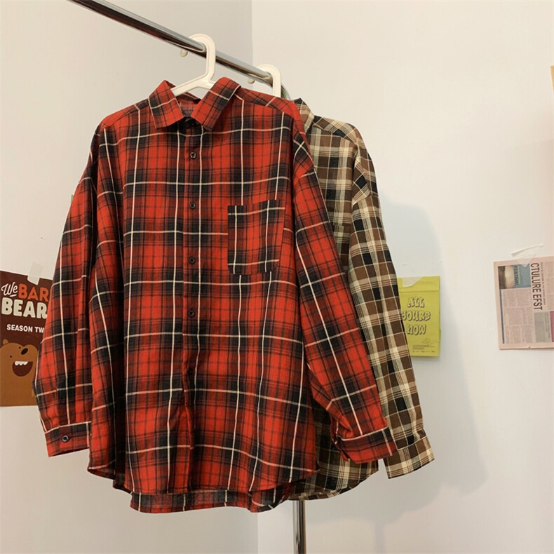 港风潮休闲时尚格子衬衫长袖衬衫衬衣228-1-1158-P45，男装衬衫，星座228-1