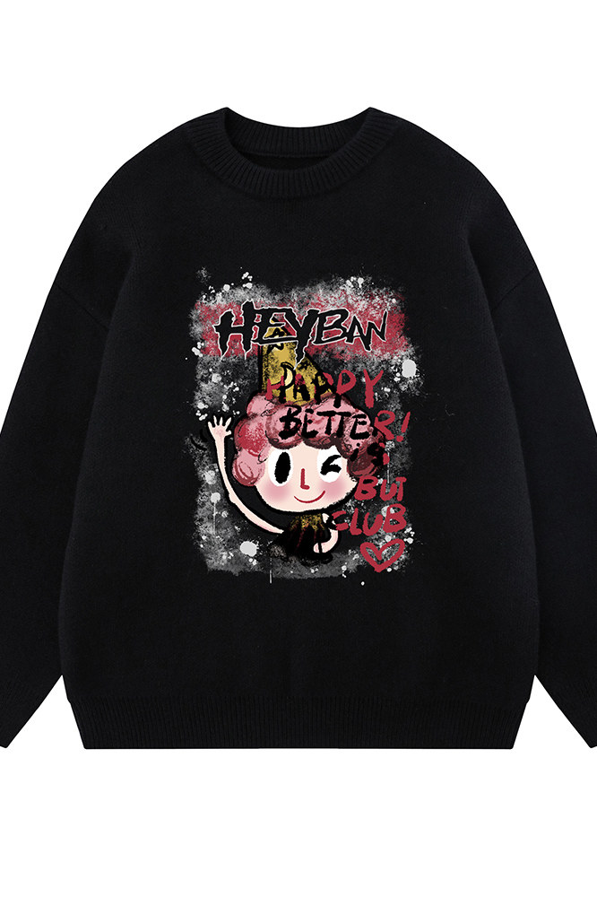 白底23新款冬季时尚百搭宽松卡通印花毛衣TPM6845特批P40控68,男装针织衫/毛衣,电商A268-1
