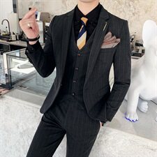 西服套装条纹男西装三件男士小西装外套A470-TZ25大码加价，男装西服套装，电商A207