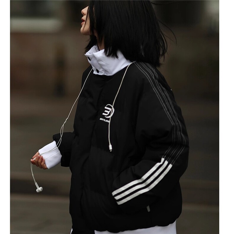 2026冬季新品美式休闲宽松棉服外套男女情侣保暖棉衣潮流条纹,男装棉衣,星座218-1（原230）