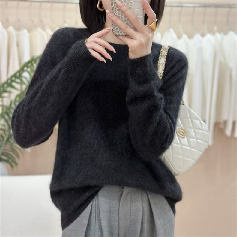 皇冠级纯山羊绒拉绒毛衣女秋冬温柔慵懒风宽松百搭套头羊绒衫,女装羊毛衫,优麦羊绒（原洪叶羊绒）