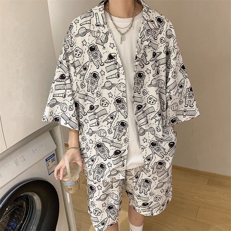 特P45控88-夏装冰丝短袖衬衫短裤休闲套装男生沙滩裤两件套XTZ226,男装T恤,电商B370