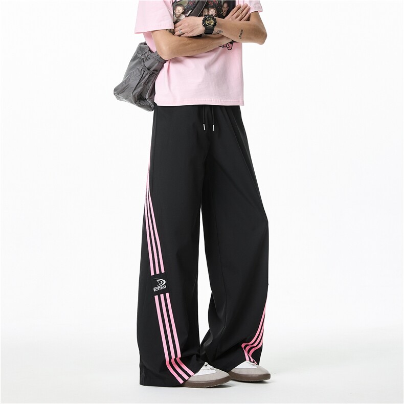 春夏新款美式运动条纹设计宽松休闲冰丝裤B315-K25643-特p35控68,男装休闲裤,电商B315