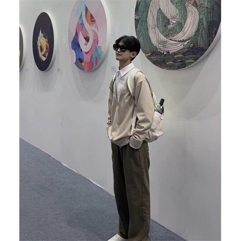 慵懒简约原宿潮流文艺ins新款假两件卫衣男士衬衫春秋季CS22,男装卫衣,星座1116A（原606A-3）