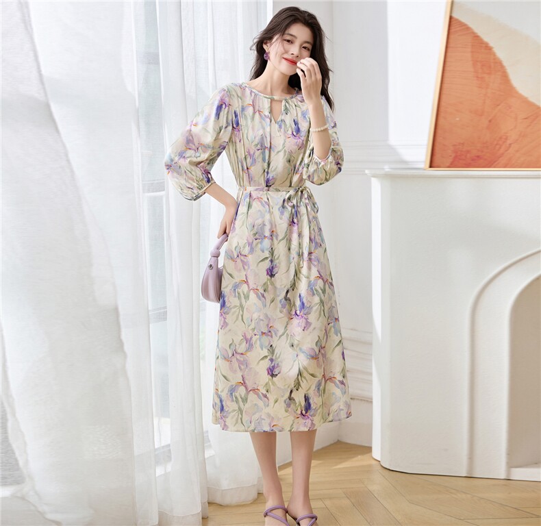 杭州重磅真丝连衣裙女夏季2026新款大码宽松遮肚子显瘦真丝裙子，女装连衣裙，阿舍尔精品