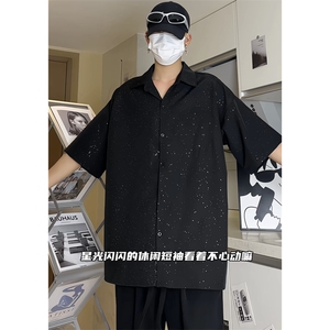 男模切片 满天星空衬衫夏季宽松五分袖痞帅衬衣X1213-C2318-特P35图片