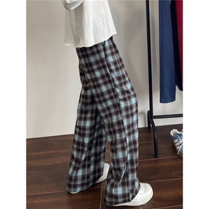 A165-K8753-P55控价69格子休闲裤长裤2024秋冬新款小清新中性裤子图片