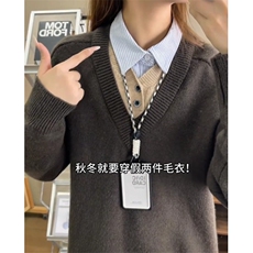假两件v领针织衫男款冬季潮牌慵懒风重磅情侣毛衣MZ02，男装针织衫/毛衣，星座1116A（原606A-3）