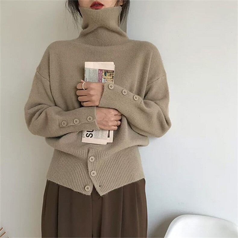 百搭女高领羊毛衫羊毛保暖显瘦毛衣简约大气长袖针织衫,女装羊毛衫,泰沅羊绒