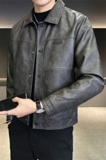 加绒皮衣男秋冬季2025新款美式复古潮牌皮夹克A313-5826-1-P145，男装夹克，电商A313
