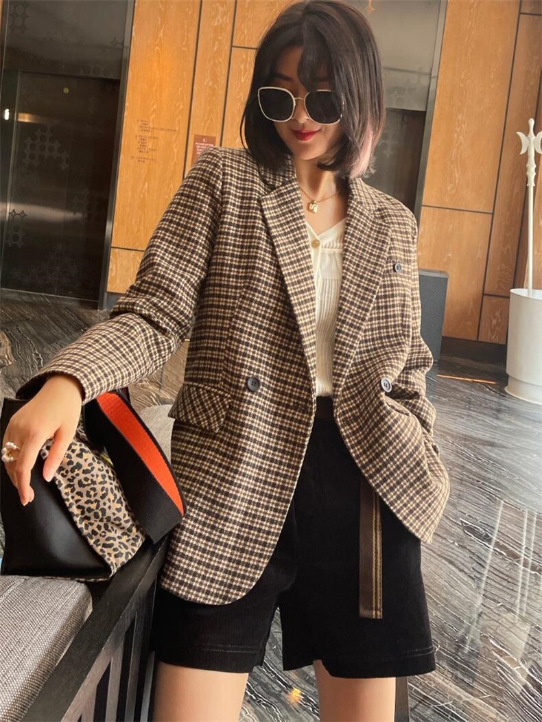 【现货】2021新款加格子呢料外套，其它，百媚丽人