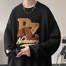 2023春新款撞色立体毛巾绣宽松圆领套头卫衣23088-P55控885，男装卫衣，星座914-3