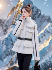 明星户外防风收腰显瘦羽绒服女2025年冬季新款时尚百搭派克服外套，女装羽绒服，意芙