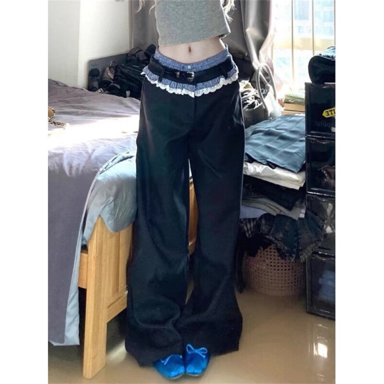 女风拼接蕾丝蓝边西裤休闲裤ZK0356-P50,男装西裤,星座313A(原308A-2)