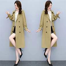 现货2023春季时尚简约大方气质优雅收腰休闲修身百搭潮流风衣外套，女装风衣，三木叶子