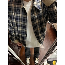 春季夹克美式复古格纹两面穿外套男高级感cleanfit上衣W46，男装夹克，星座1116A（原606A-3）
