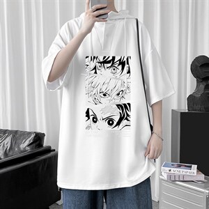 LD54176-P45连帽短袖t恤男大码胖子带帽五分袖中袖,中胖穿衣服搭配图片