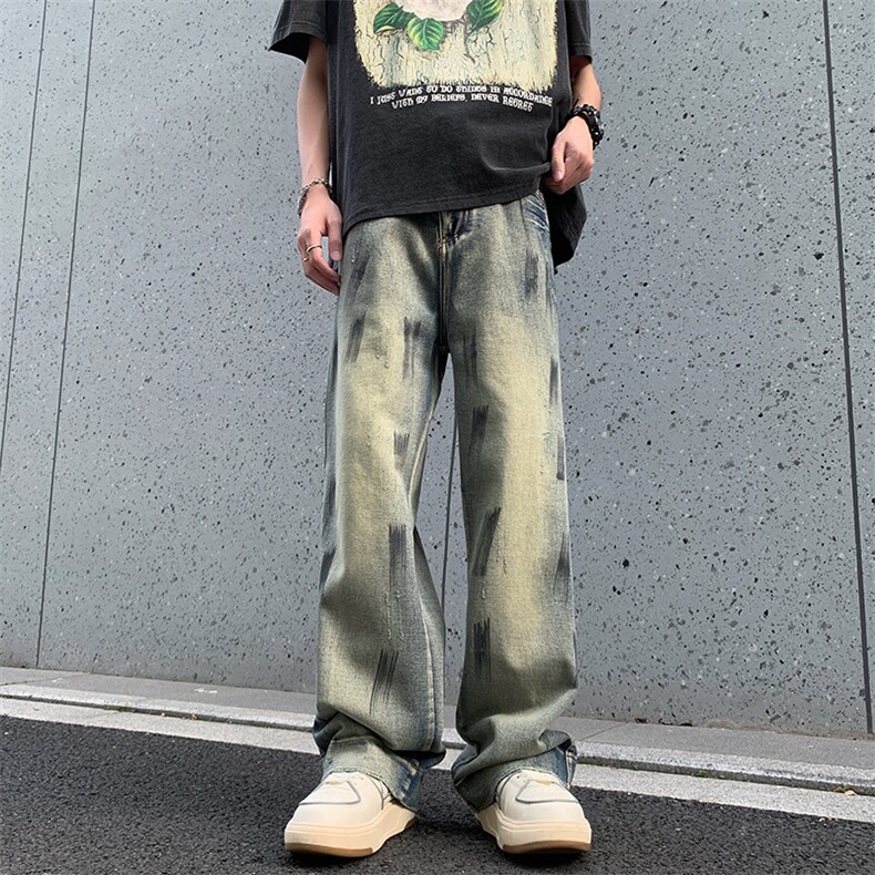 美式街头牛仔裤男直筒宽松欧美高街vibe风长裤子N0907-P50,男装牛仔裤,星座308B-2