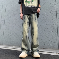 美式街头牛仔裤男直筒宽松欧美高街vibe风长裤子N0907-P50，男装牛仔裤，星座308B-2