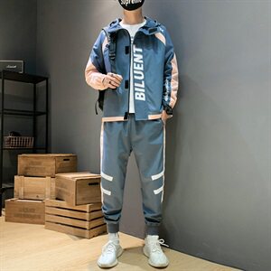 男装2021新款春秋夹克外套搭配一套潮流韩版休闲套装DS873T图片