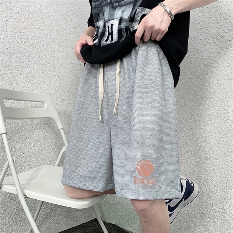 HD74237-P22华夫格短裤男大码宽松五分裤男直筒中裤,男装休闲裤,电商A040