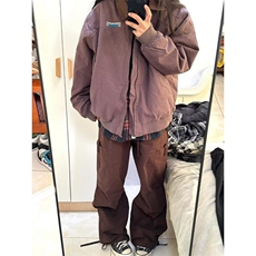 【有货】D8158-P68早秋紫色工装外套女款棒球服情侣翻领夹克上衣，男装夹克，星座603-2