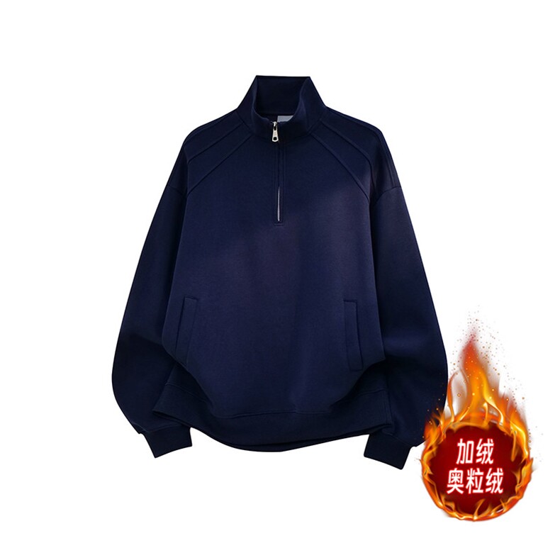 卫衣加绒圆领重磅500克拼接奥粒绒拉链POLO衫外套男 RH5316JR-P59图片