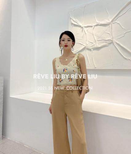 针织绣花两件套，女装，REVE LIU