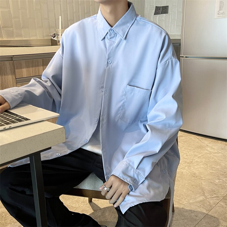 慵懒冷淡风长袖衬衫男oversize宽松休闲衬衣2023新款CS061-P43,男装衬衫,星座308B-1