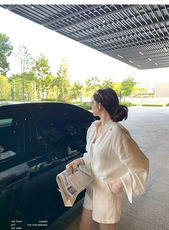 老钱风轻氧套装亚麻百搭衬衫+短裤套装，女装套装/套裙，湘姗