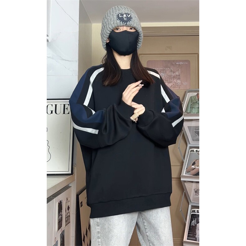 潮流拼接撞色圆领卫衣大码宽松休闲内搭上衣W4650-P40【特价】,男装卫衣,电商A007