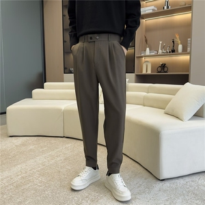 哈伦九分男裤潮牌垂感西装裤子修身小脚休闲西裤男图片