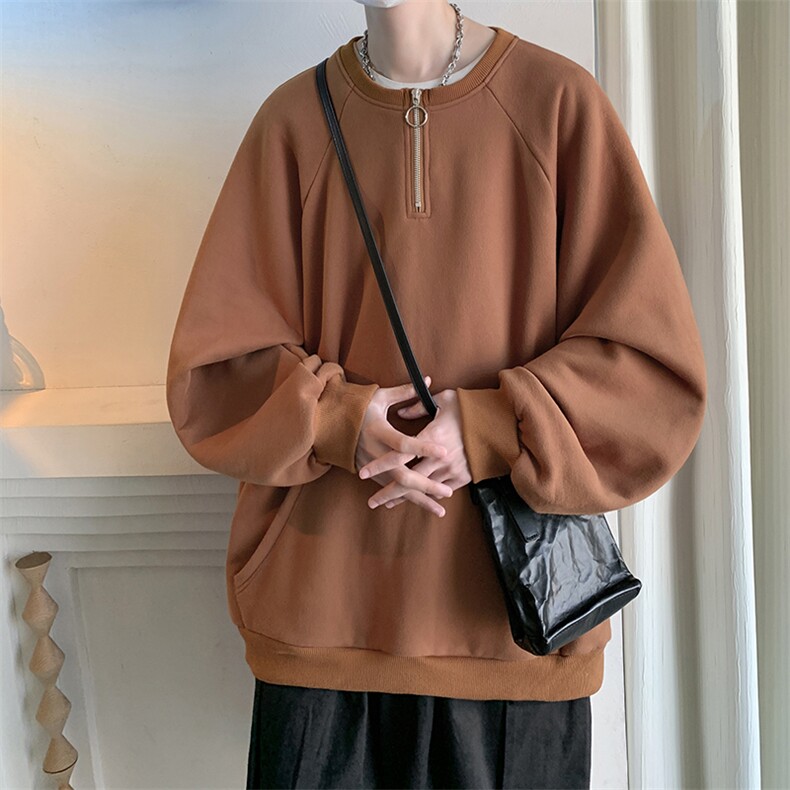 特P38控6850%棉秋季重磅港味圆领拉链纯色卫衣男WL2306,男装卫衣,电商B370