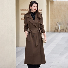 美拉德咖色风衣外套女春秋2024新款高级感英伦风垂感收腰气质大衣，女装风衣，卡杰菲