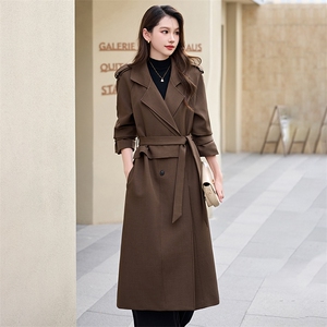 美拉德咖色风衣外套女春秋2024新款高级感英伦风垂感收腰气质大衣图片
