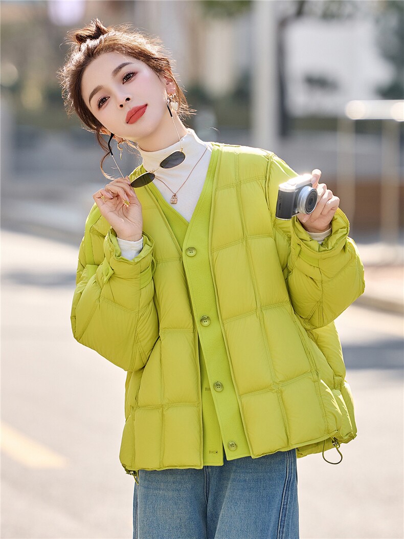 2026冬装新款简约时尚时髦拼接90绒羽绒服,女装羽绒服,美沁