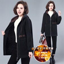 2025冬季新款时尚小熊刺绣加绒保暖牛仔棉衣女短款修身显瘦外套，女装棉衣/棉服，衣之秀