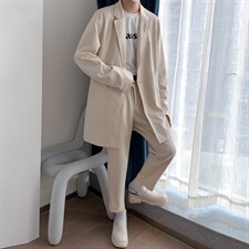 2026新款中长款毛呢风衣西服两件套装TZ01P155可单卖风衣95裤55，男装西服，电商D325