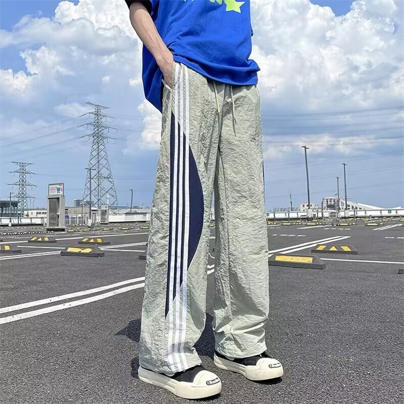 条纹休闲裤男士夏季薄款宽松直筒裤子KA606P37,男装休闲裤,星座1116-2